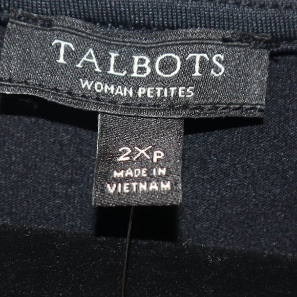 Talbots Black Short Sleeve Faux Wrap Sheath Midi Dress Women's Size 2XP-NWT - Picture 7 of 9